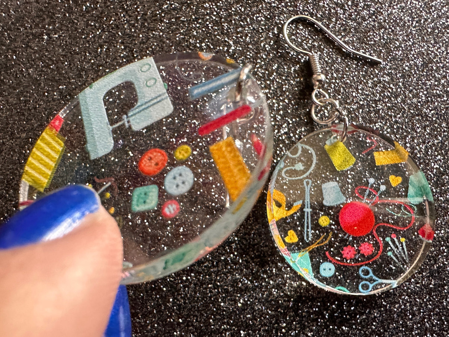 Tailor Earrings: Laser Cut Acrylic Sewing Machines, Hobby, Ruler, Yarn, Buttons, Sewing, Iron, Zipper, Needle, Best Gifts for Her/Him/Them
