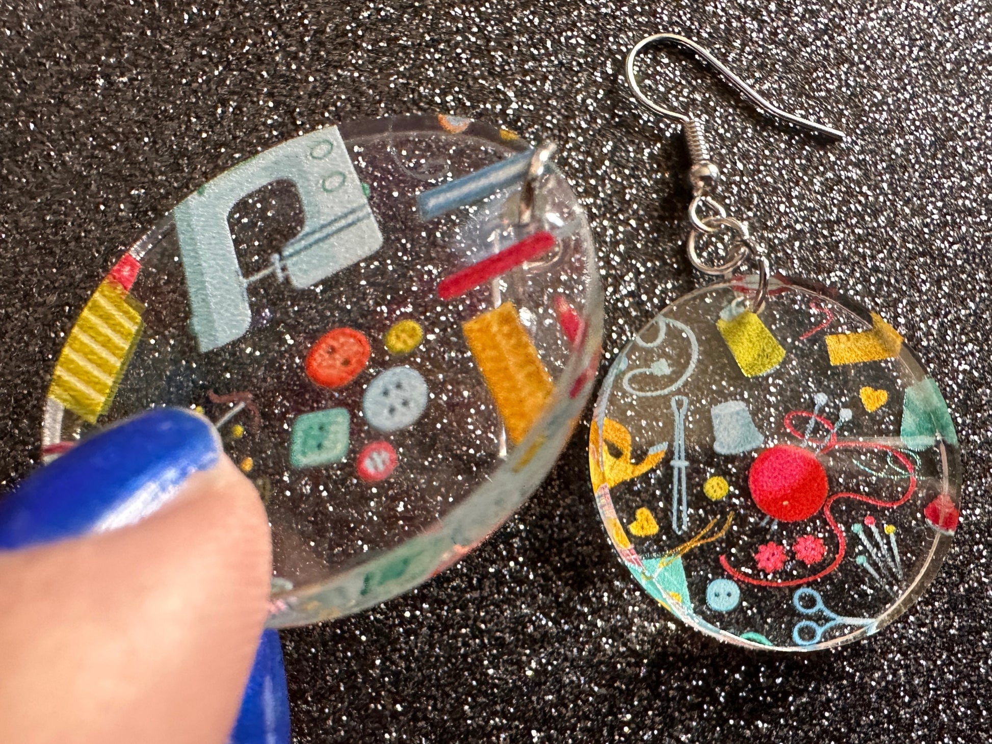 Tailor Earrings: Laser Cut Acrylic Sewing Machines, Hobby, Ruler, Yarn, Buttons, Sewing, Iron, Zipper, Needle, Best Gifts for Her/Him/Them