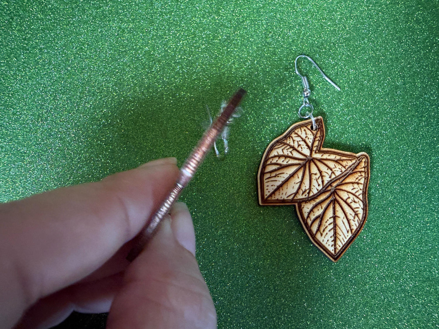 Taro Leaf Earrings: Laser Cut Wooden Leaves, Tropical Leaf, Hawaiian Crop, Polynesian Plants, Wood, Best Gifts for Her/Him/Them