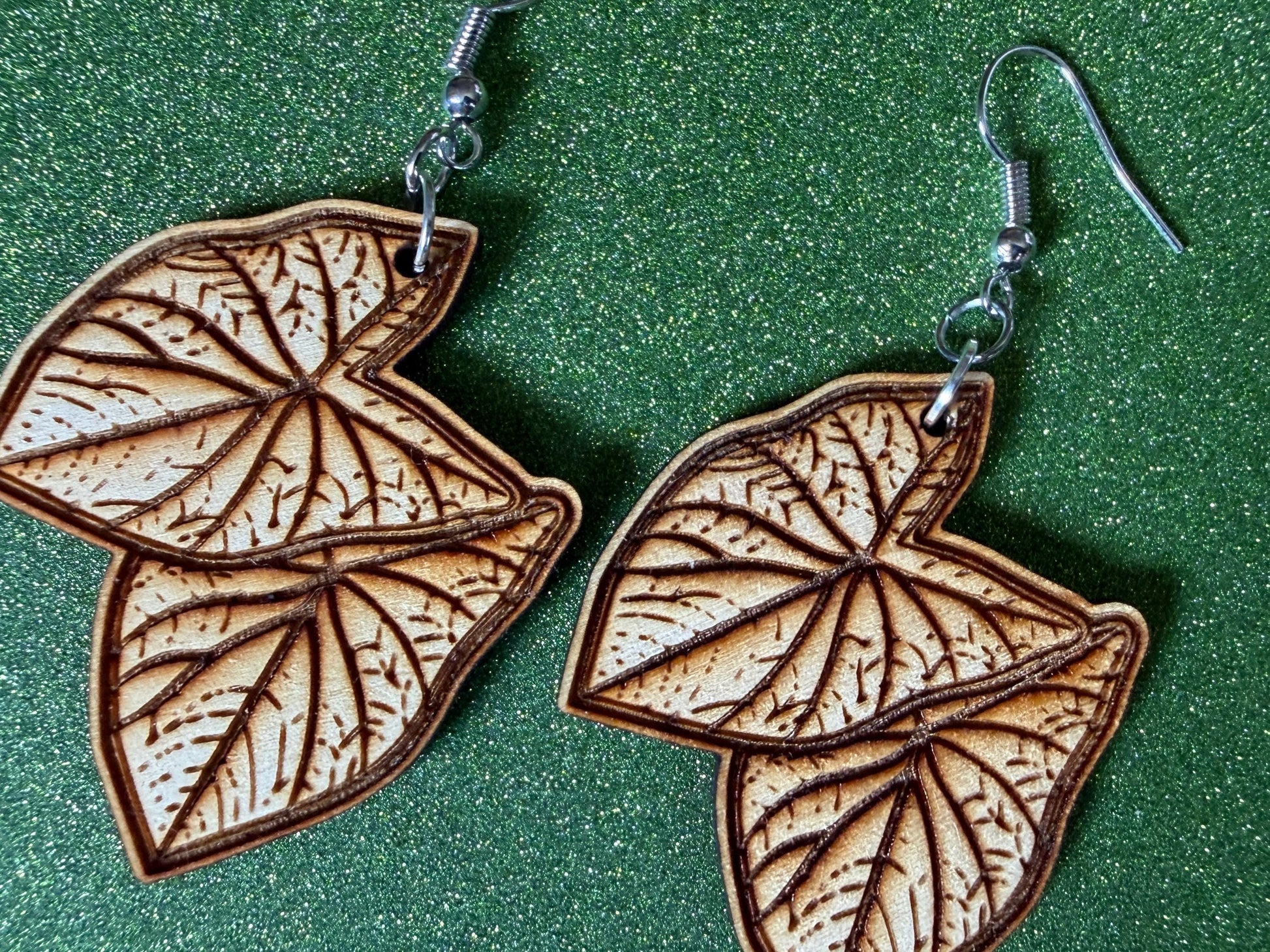 Taro Leaf Earrings: Laser Cut Wooden Leaves, Tropical Leaf, Hawaiian Crop, Polynesian Plants, Wood, Best Gifts for Her/Him/Them