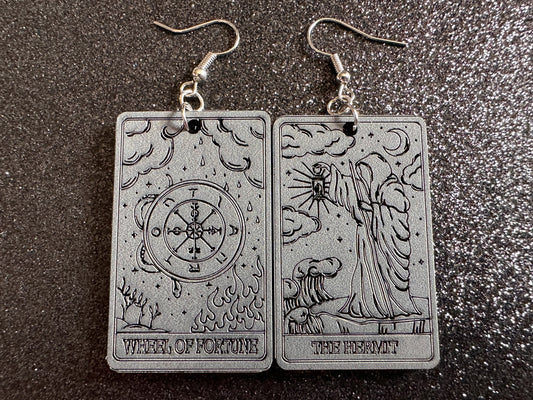 Tarot Card Earrings: Laser Cut Acrylic Cards, Game Night, Cards, Play, Fortune Telling, Card Reading, Halloween, Best Gifts for Her/Him/Them