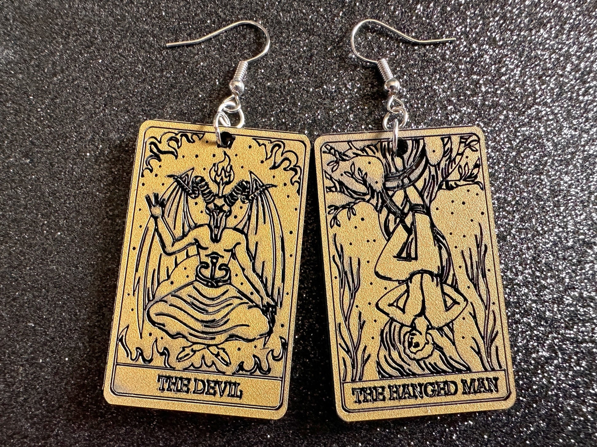 Tarot Card Earrings: Laser Cut Acrylic Cards, Game Night, Cards, Play, Fortune Telling, Card Reading, Halloween, Best Gifts for Her/Him/Them