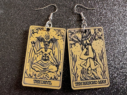 Tarot Card Earrings: Laser Cut Acrylic Cards, Game Night, Cards, Play, Fortune Telling, Card Reading, Halloween, Best Gifts for Her/Him/Them