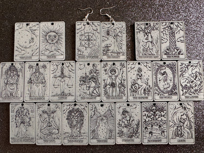 Tarot Card Earrings: Laser Cut Acrylic Cards, Game Night, Cards, Play, Fortune Telling, Card Reading, Halloween, Best Gifts for Her/Him/Them