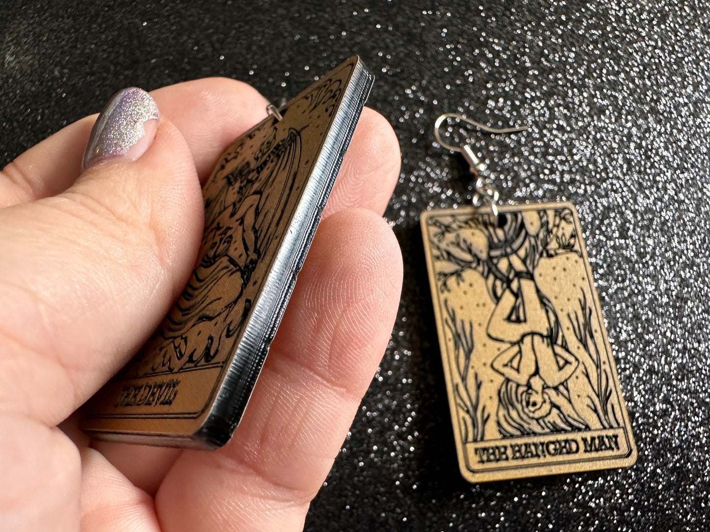 Tarot Card Earrings: Laser Cut Acrylic Cards, Game Night, Cards, Play, Fortune Telling, Card Reading, Halloween, Best Gifts for Her/Him/Them