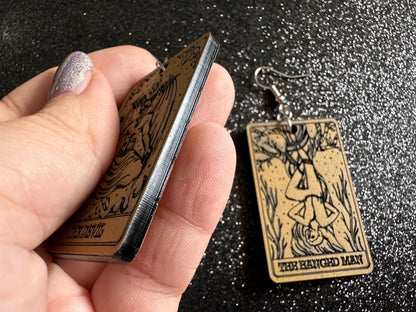 Tarot Card Earrings: Laser Cut Acrylic Cards, Game Night, Cards, Play, Fortune Telling, Card Reading, Halloween, Best Gifts for Her/Him/Them