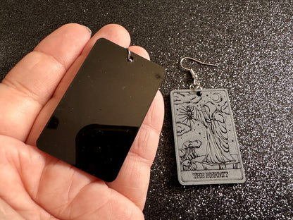 Tarot Card Earrings: Laser Cut Acrylic Cards, Game Night, Cards, Play, Fortune Telling, Card Reading, Halloween, Best Gifts for Her/Him/Them
