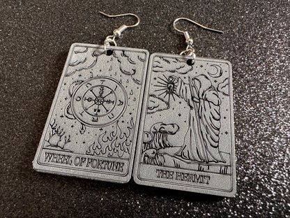 Tarot Card Earrings: Laser Cut Acrylic Cards, Game Night, Cards, Play, Fortune Telling, Card Reading, Halloween, Best Gifts for Her/Him/Them