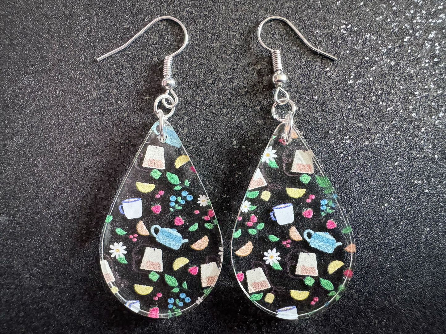 Tea Party Earrings: Laser Cut Acrylic Tea Pots and Teacups, Tea Time, Tea Bag, Leaf, Drink, Cafe, Food Earrings, Best Gifts for Her/Him/Them