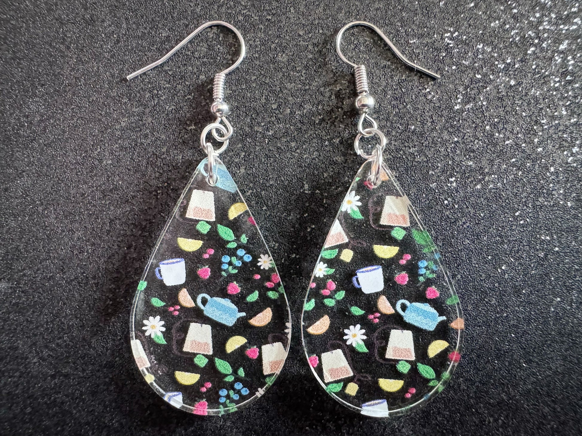 Tea Party Earrings: Laser Cut Acrylic Tea Pots and Teacups, Tea Time, Tea Bag, Leaf, Drink, Cafe, Food Earrings, Best Gifts for Her/Him/Them