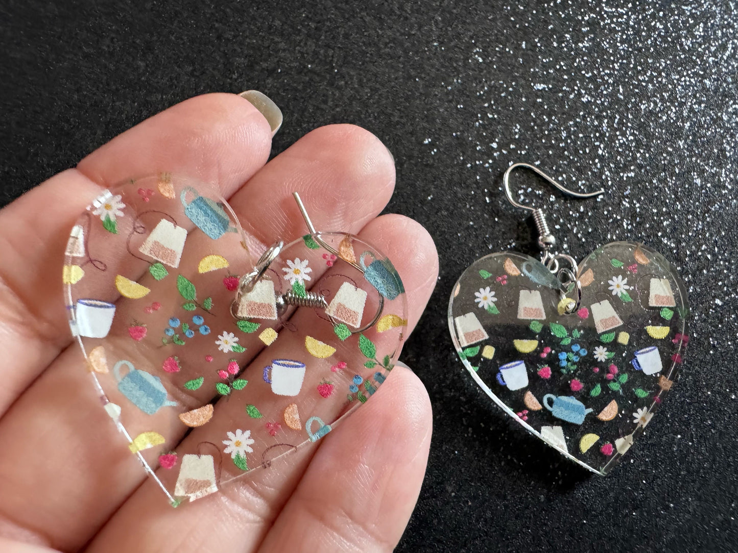 Tea Party Earrings: Laser Cut Acrylic Tea Pots and Teacups, Tea Time, Tea Bag, Leaf, Drink, Cafe, Food Earrings, Best Gifts for Her/Him/Them