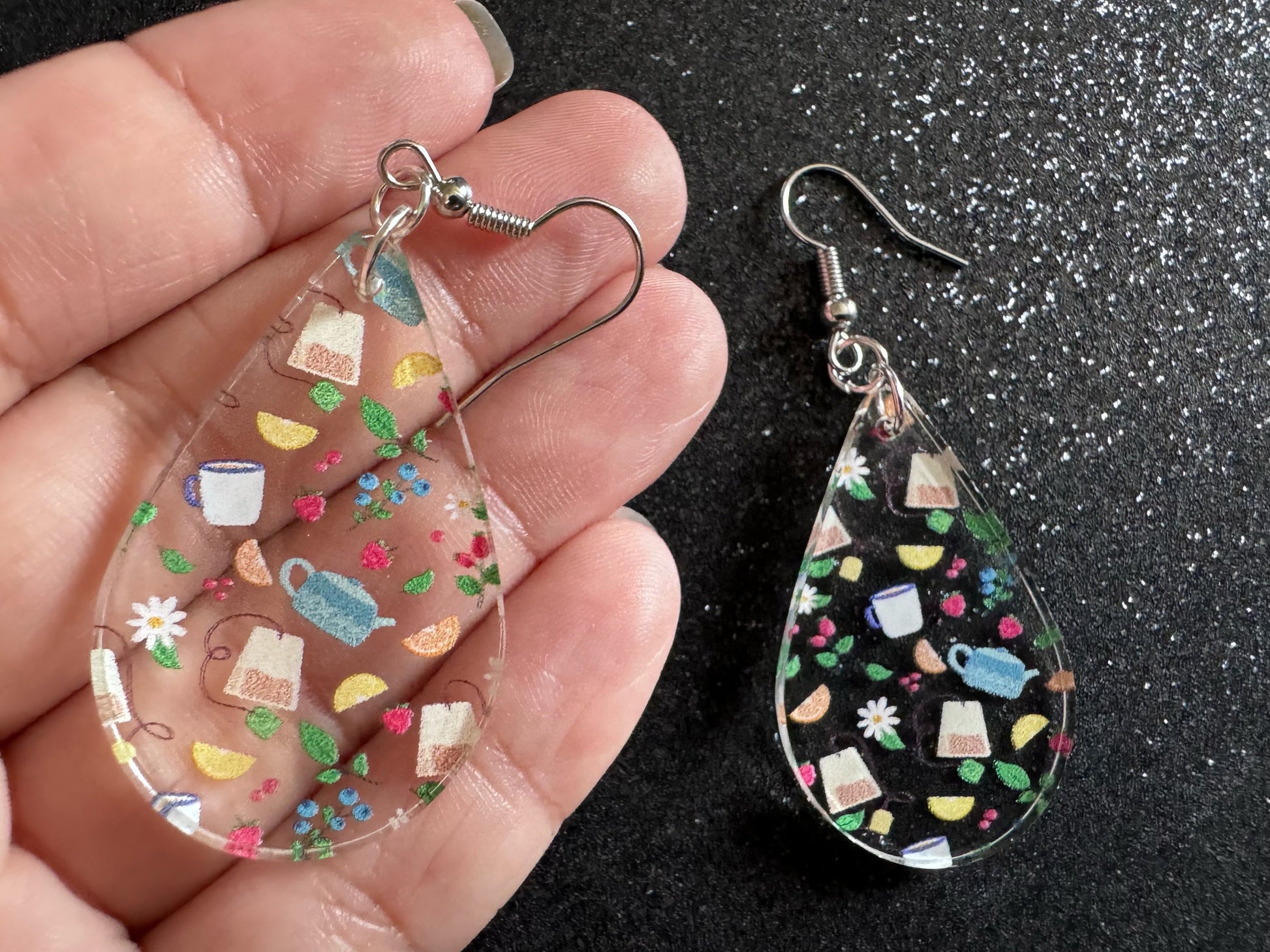 Tea Party Earrings: Laser Cut Acrylic Tea Pots and Teacups, Tea Time, Tea Bag, Leaf, Drink, Cafe, Food Earrings, Best Gifts for Her/Him/Them