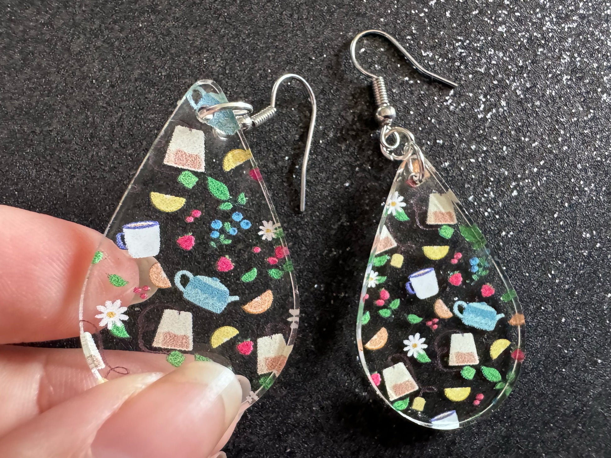 Tea Party Earrings: Laser Cut Acrylic Tea Pots and Teacups, Tea Time, Tea Bag, Leaf, Drink, Cafe, Food Earrings, Best Gifts for Her/Him/Them