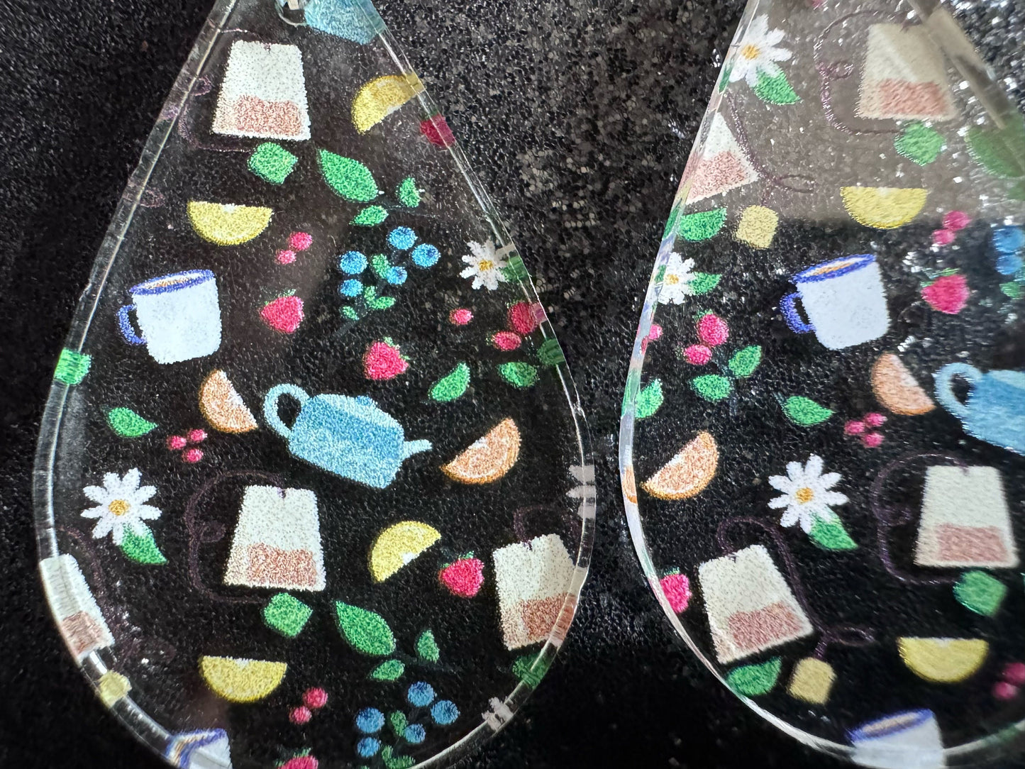 Tea Party Earrings: Laser Cut Acrylic Tea Pots and Teacups, Tea Time, Tea Bag, Leaf, Drink, Cafe, Food Earrings, Best Gifts for Her/Him/Them