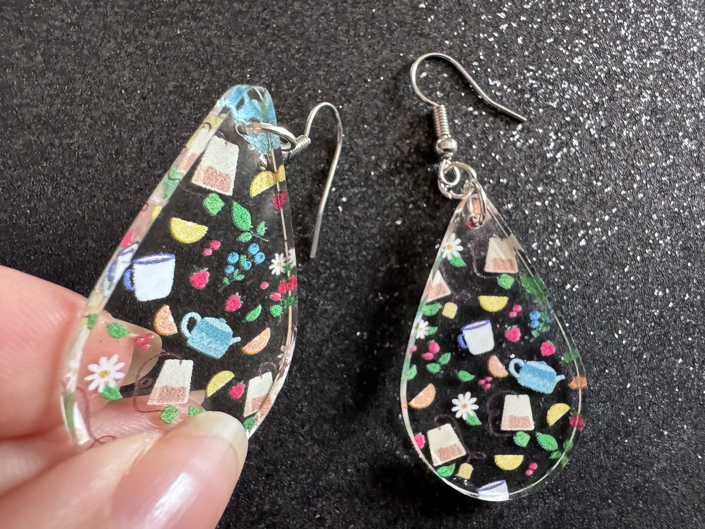 Tea Party Earrings: Laser Cut Acrylic Tea Pots and Teacups, Tea Time, Tea Bag, Leaf, Drink, Cafe, Food Earrings, Best Gifts for Her/Him/Them