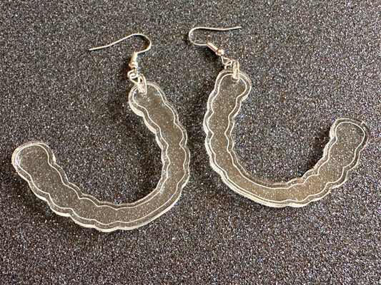 Teeth Aligner Earrings: Laser Cut Acrylic Aligners, Retainers, Braces, Dental, Dentist, Teeth, Tooth Straightening, Gift for Her/Him/Them