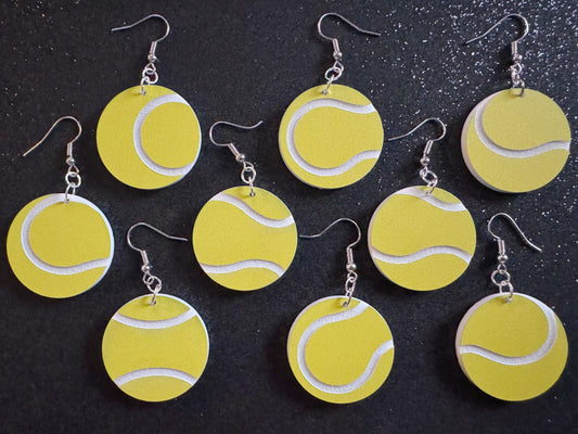 Tennis Ball Earrings: Laser Cut Acrylic Tennis Earrings, Sports, Game, Play, Hobby, Tennis Balls, Hobby, Best Gifts for Her/Him/Them