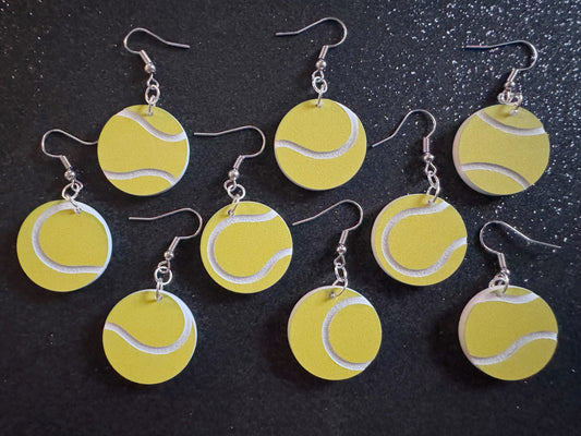 Tennis Ball Earrings: Laser Cut Acrylic Tennis Earrings, Sports, Game, Play, Hobby, Tennis Balls, Hobby, Best Gifts for Her/Him/Them