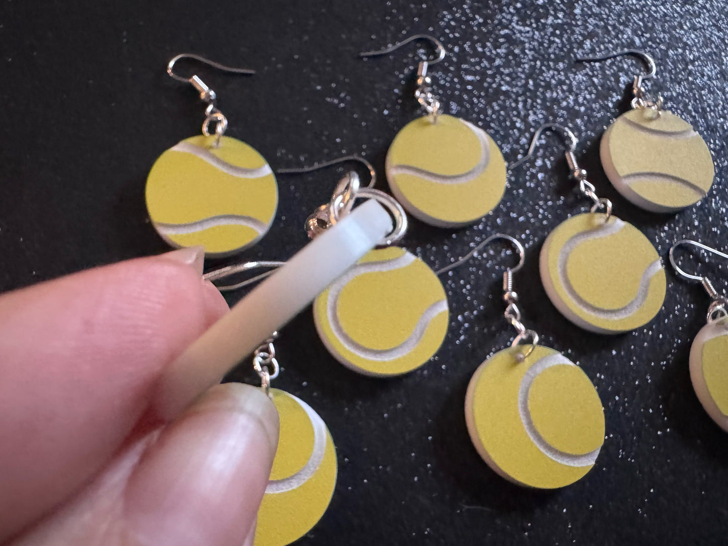 Tennis Ball Earrings: Laser Cut Acrylic Tennis Earrings, Sports, Game, Play, Hobby, Tennis Balls, Hobby, Best Gifts for Her/Him/Them