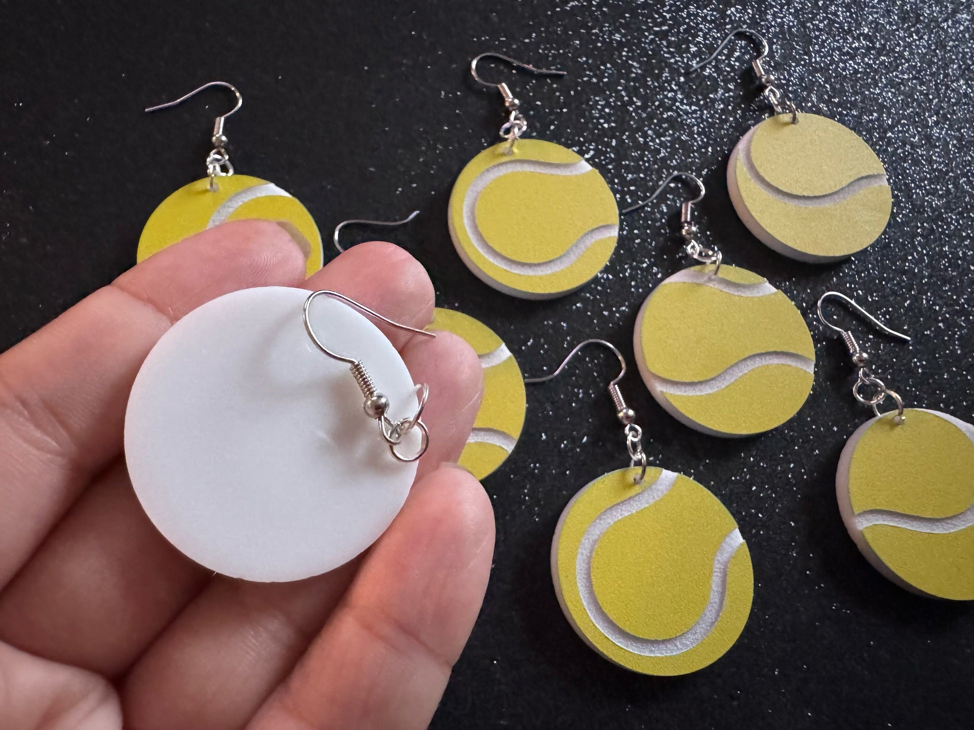 Tennis Ball Earrings: Laser Cut Acrylic Tennis Earrings, Sports, Game, Play, Hobby, Tennis Balls, Hobby, Best Gifts for Her/Him/Them