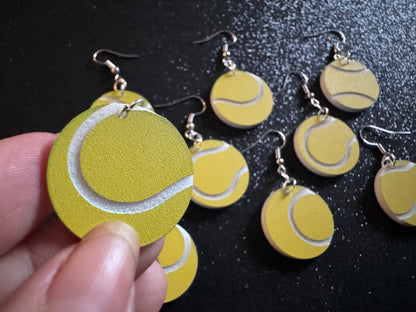 Tennis Ball Earrings: Laser Cut Acrylic Tennis Earrings, Sports, Game, Play, Hobby, Tennis Balls, Hobby, Best Gifts for Her/Him/Them