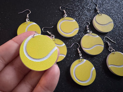 Tennis Ball Earrings: Laser Cut Acrylic Tennis Earrings, Sports, Game, Play, Hobby, Tennis Balls, Hobby, Best Gifts for Her/Him/Them
