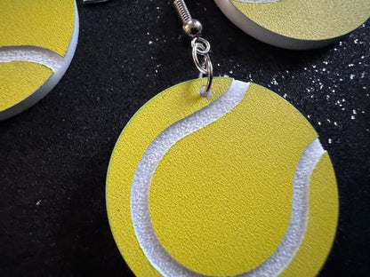 Tennis Ball Earrings: Laser Cut Acrylic Tennis Earrings, Sports, Game, Play, Hobby, Tennis Balls, Hobby, Best Gifts for Her/Him/Them