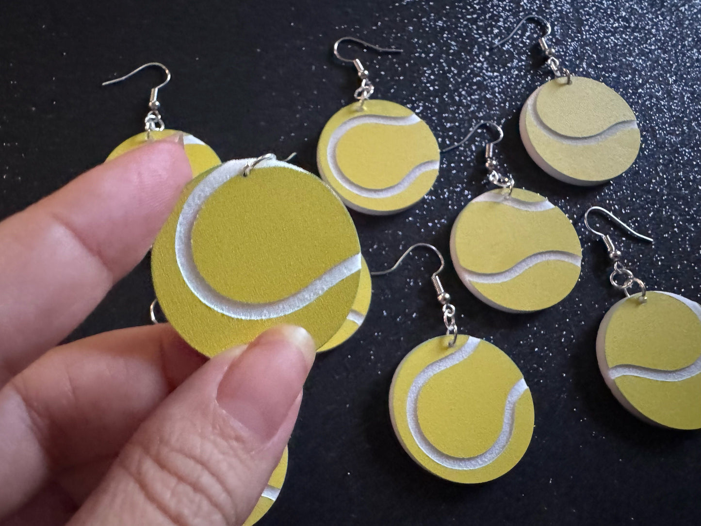 Tennis Ball Earrings: Laser Cut Acrylic Tennis Earrings, Sports, Game, Play, Hobby, Tennis Balls, Hobby, Best Gifts for Her/Him/Them