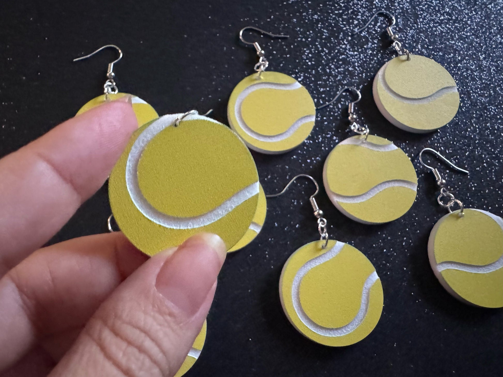 Tennis Ball Earrings: Laser Cut Acrylic Tennis Earrings, Sports, Game, Play, Hobby, Tennis Balls, Hobby, Best Gifts for Her/Him/Them