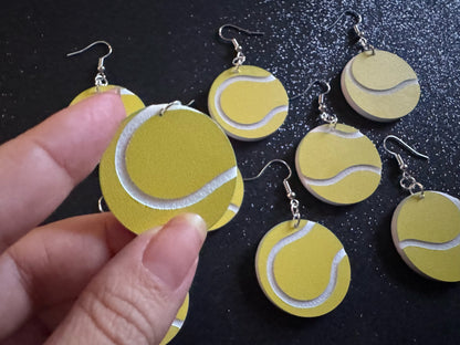Tennis Ball Earrings: Laser Cut Acrylic Tennis Earrings, Sports, Game, Play, Hobby, Tennis Balls, Hobby, Best Gifts for Her/Him/Them