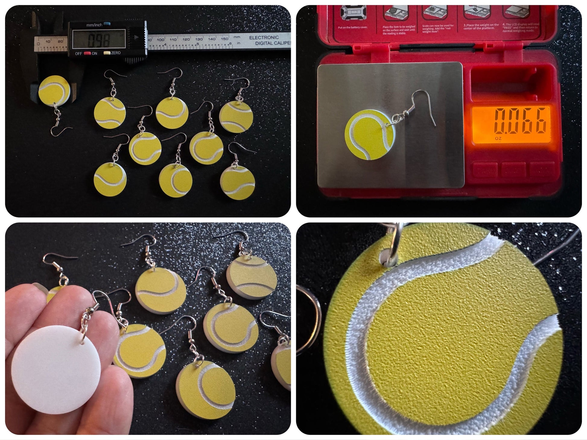 Tennis Ball Earrings: Laser Cut Acrylic Tennis Earrings, Sports, Game, Play, Hobby, Tennis Balls, Hobby, Best Gifts for Her/Him/Them