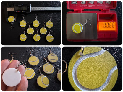 Tennis Ball Earrings: Laser Cut Acrylic Tennis Earrings, Sports, Game, Play, Hobby, Tennis Balls, Hobby, Best Gifts for Her/Him/Them