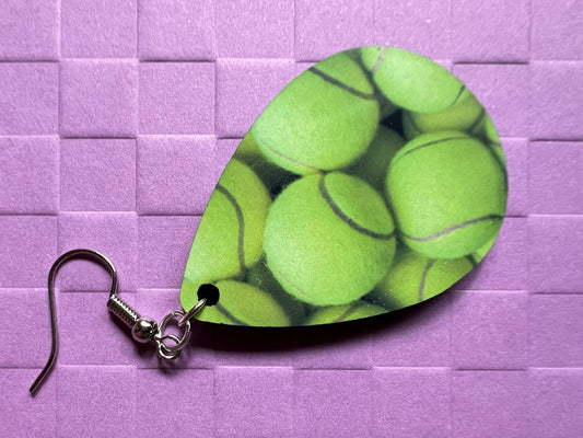 Tennis Ball Earrings: Play Tennis, Sports, Athlete, Sublimated, Best Gifts for Her/Him/Them