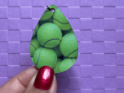 Tennis Ball Earrings: Play Tennis, Sports, Athlete, Sublimated, Best Gifts for Her/Him/Them