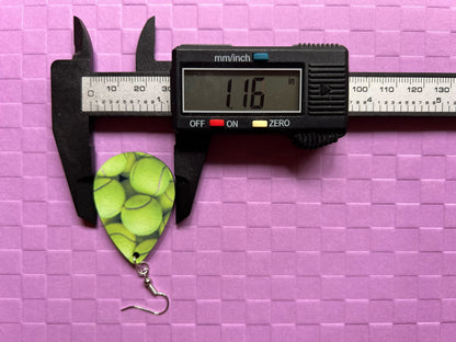 Tennis Ball Earrings: Play Tennis, Sports, Athlete, Sublimated, Best Gifts for Her/Him/Them