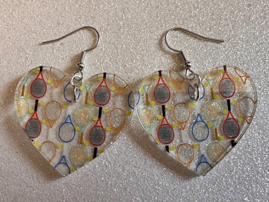 Tennis Earrings: Laser Cut Acrylic Tennis Earrings, Sports, Game, Play, Hobby, Tennis Racket, Tennis Ball, Best Gifts for Her/Him/Them