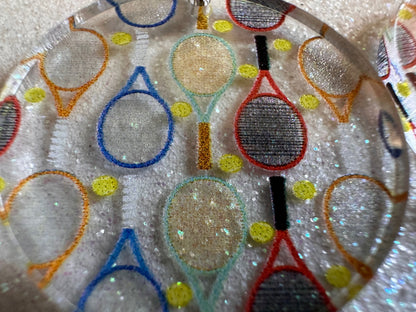 Tennis Earrings: Laser Cut Acrylic Tennis Earrings, Sports, Game, Play, Hobby, Tennis Racket, Tennis Ball, Best Gifts for Her/Him/Them
