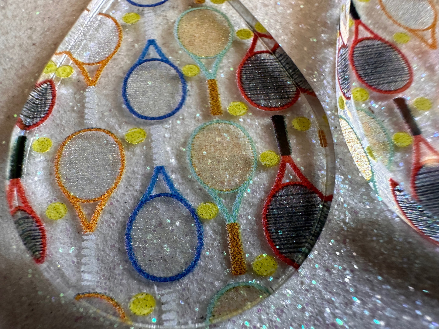 Tennis Earrings: Laser Cut Acrylic Tennis Earrings, Sports, Game, Play, Hobby, Tennis Racket, Tennis Ball, Best Gifts for Her/Him/Them