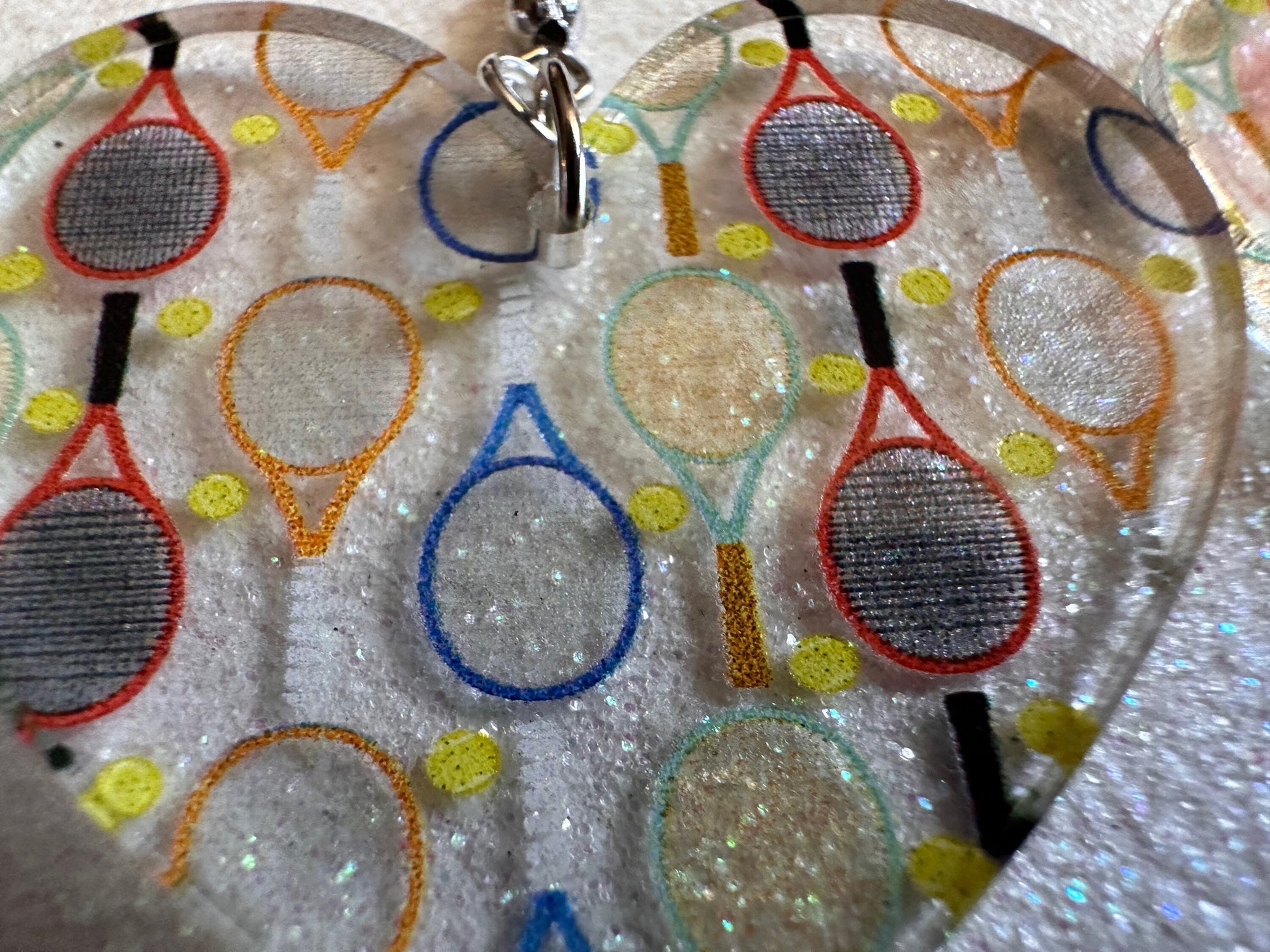Tennis Earrings: Laser Cut Acrylic Tennis Earrings, Sports, Game, Play, Hobby, Tennis Racket, Tennis Ball, Best Gifts for Her/Him/Them
