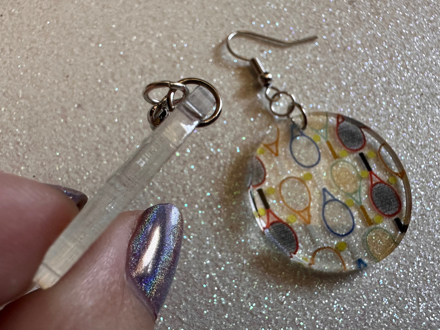 Tennis Earrings: Laser Cut Acrylic Tennis Earrings, Sports, Game, Play, Hobby, Tennis Racket, Tennis Ball, Best Gifts for Her/Him/Them