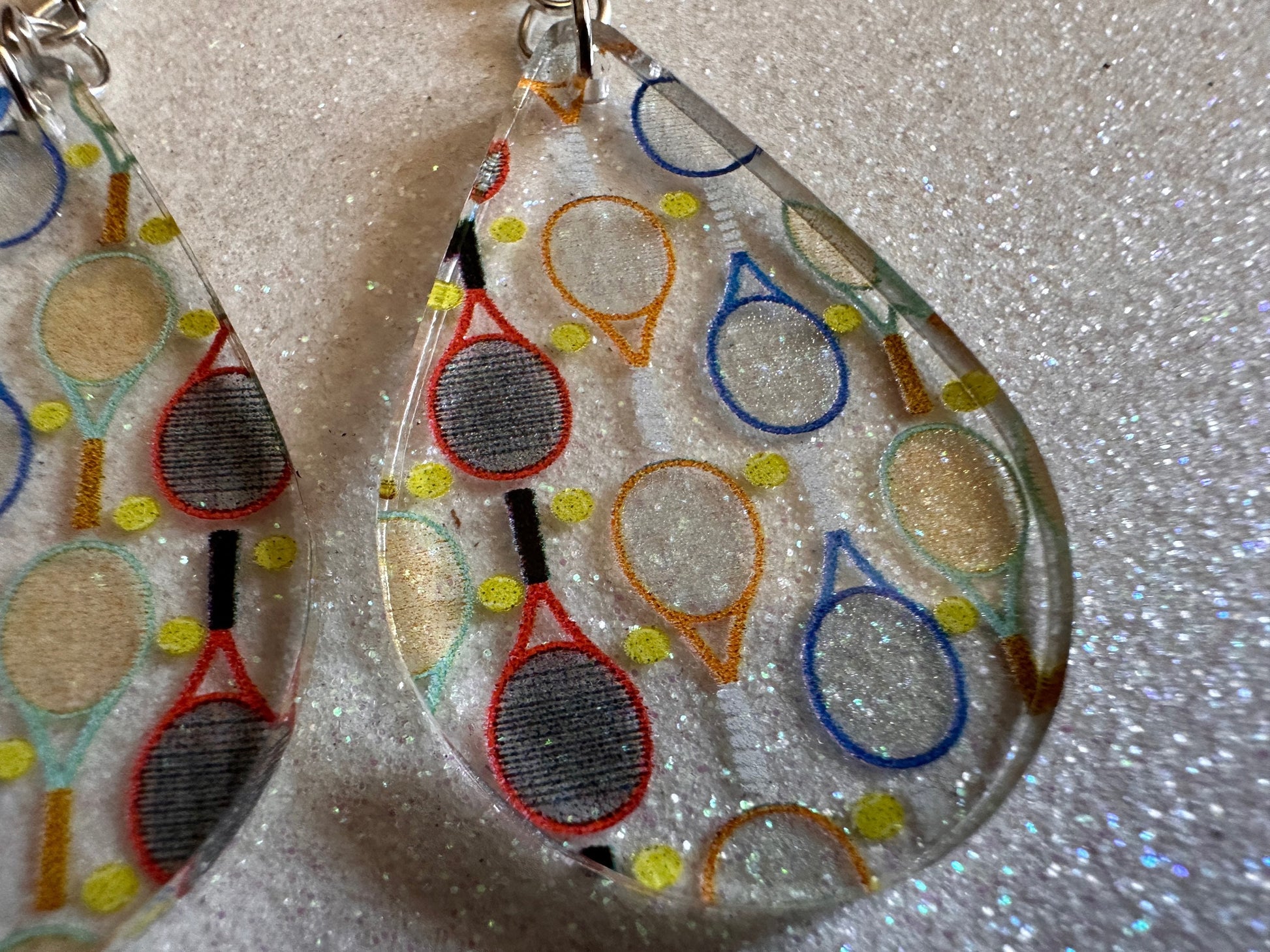Tennis Earrings: Laser Cut Acrylic Tennis Earrings, Sports, Game, Play, Hobby, Tennis Racket, Tennis Ball, Best Gifts for Her/Him/Them