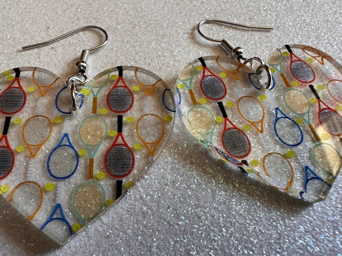 Tennis Earrings: Laser Cut Acrylic Tennis Earrings, Sports, Game, Play, Hobby, Tennis Racket, Tennis Ball, Best Gifts for Her/Him/Them