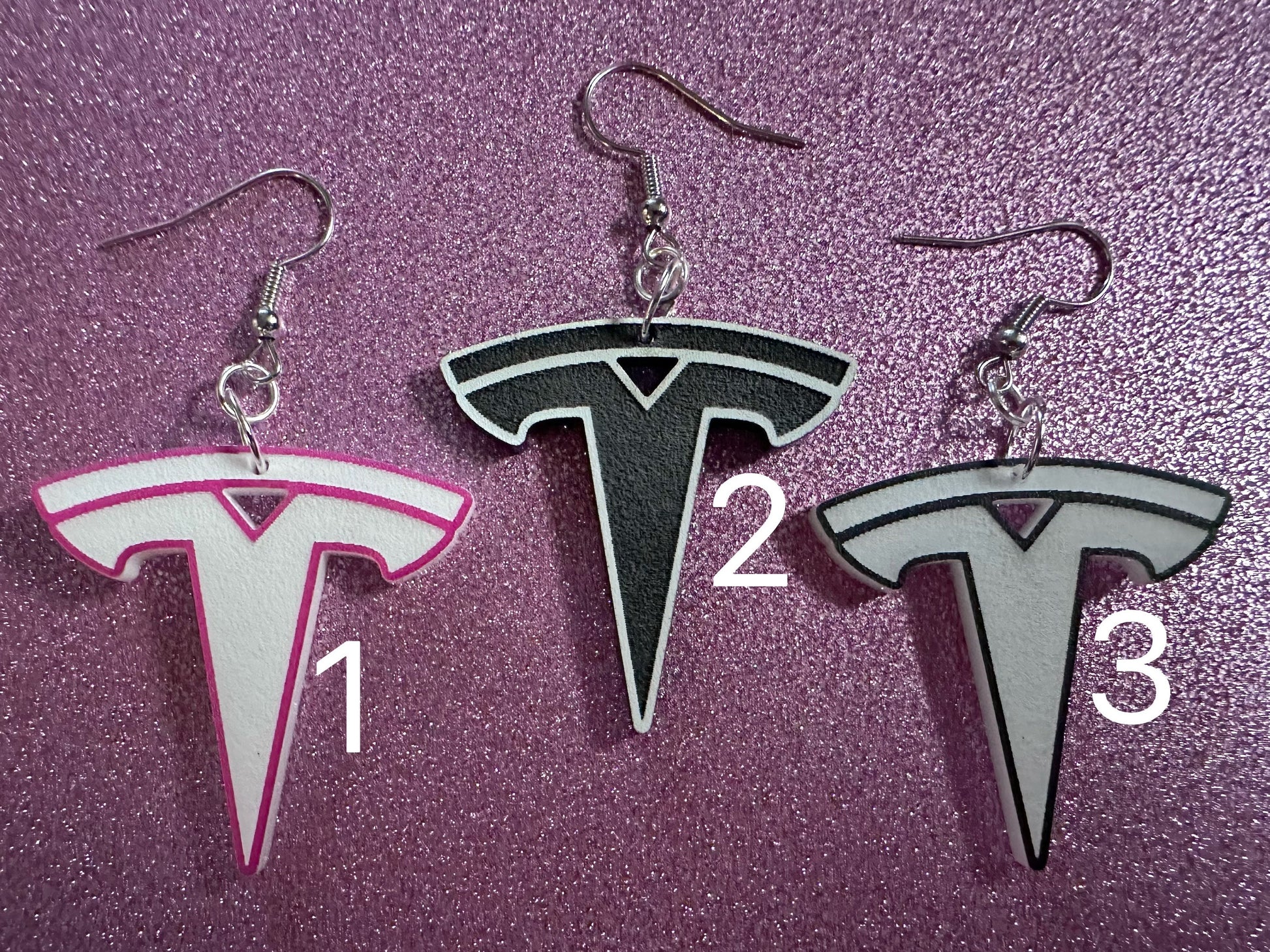 Tesla Earrings: Laser Cut Acrylic Tesla Logos, EV Earrings, Novelty, Cars, Cosplay, Elon Musk, Electric Car, Best Gifts for Her/Him/Them