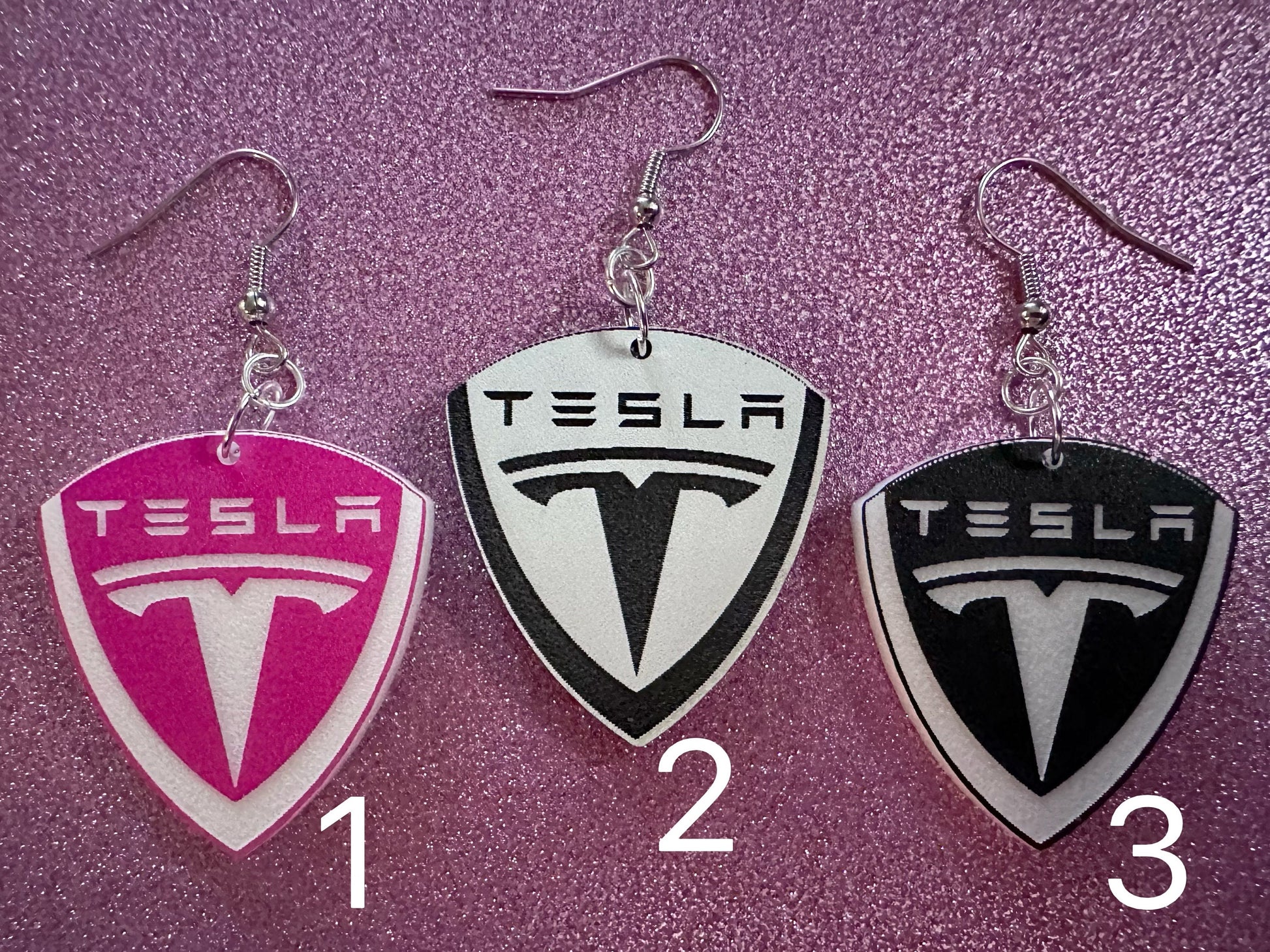 Tesla Earrings: Laser Cut Acrylic Tesla Logos, EV Earrings, Novelty, Cars, Cosplay, Elon Musk, Electric Car, Best Gifts for Her/Him/Them