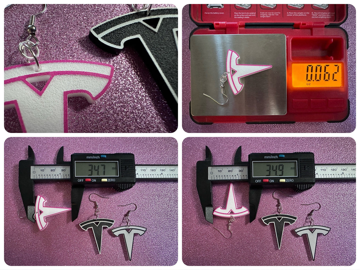 Tesla Earrings: Laser Cut Acrylic Tesla Logos, EV Earrings, Novelty, Cars, Cosplay, Elon Musk, Electric Car, Best Gifts for Her/Him/Them