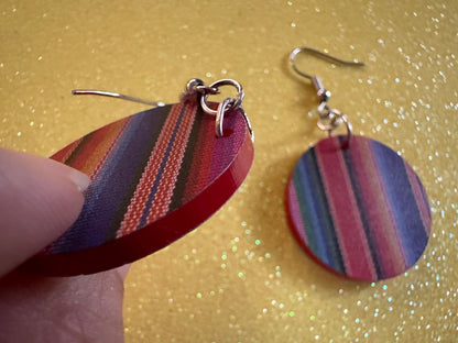 Textile Earrings: Laser Cut Acrylic Fabric Earrings, Hobby, Crafter, Crafts, Seamstress, Sewing, Designer, Art, Best Gifts for Her/Him/Them