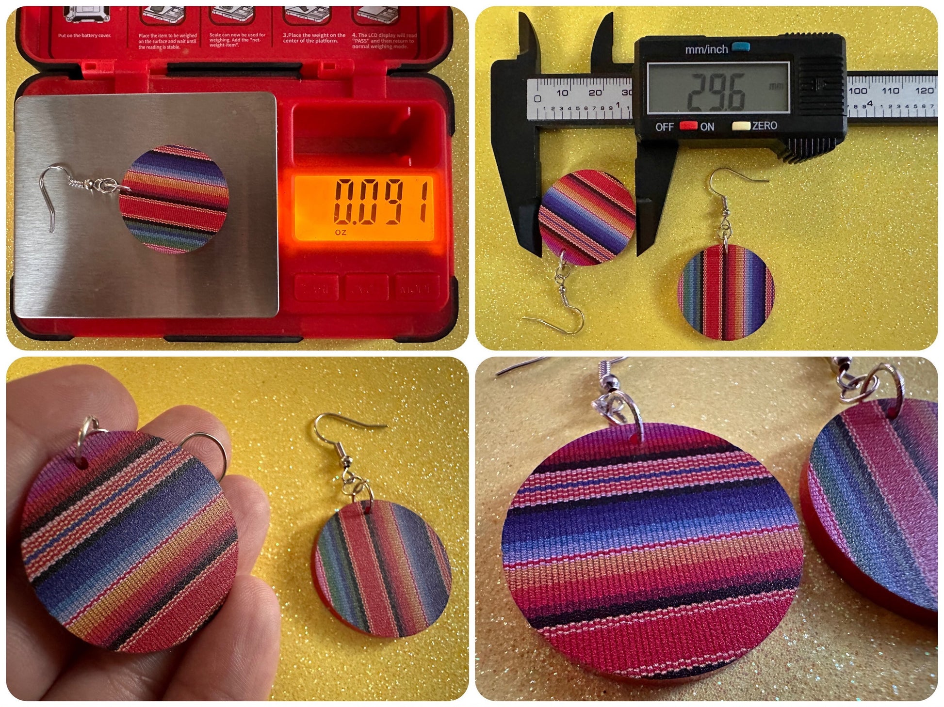 Textile Earrings: Laser Cut Acrylic Fabric Earrings, Hobby, Crafter, Crafts, Seamstress, Sewing, Designer, Art, Best Gifts for Her/Him/Them