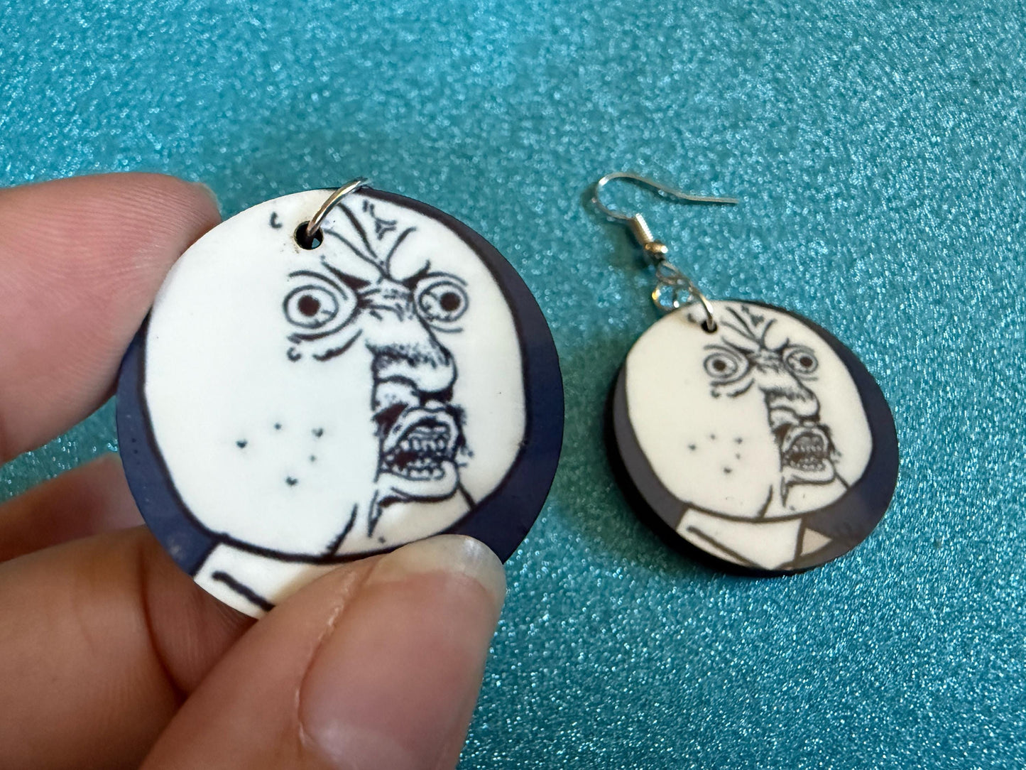 This is Fine Earrings: Laser Cut Acrylic Meme Earrings, Dog & Fire Memes, Novelty, Pop Culture, Green Earrings, Best Gifts for Her/Him/Them