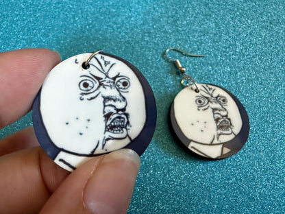 This is Fine Earrings: Laser Cut Acrylic Meme Earrings, Dog & Fire Memes, Novelty, Pop Culture, Green Earrings, Best Gifts for Her/Him/Them