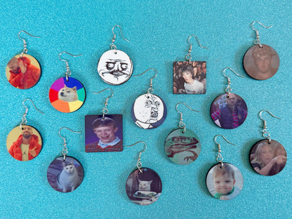 This is Fine Earrings: Laser Cut Acrylic Meme Earrings, Dog & Fire Memes, Novelty, Pop Culture, Green Earrings, Best Gifts for Her/Him/Them